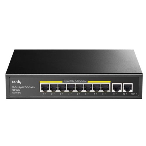 Cudy GS1010PE 8-Port Gbit PoE+ Switch with 2 Gbit Uplink Ports 120W, steel case slika 1