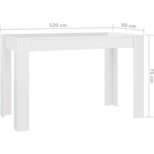 Blagovaonski stol visoki sjaj bijeli 120 x 60 x 76 cm iverica slika 38