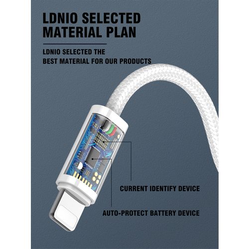 LDNIO CHARGING DATA CABLE BRAIDED (A-L) 25W 1M IPHONE WHITE LS901_L slika 2