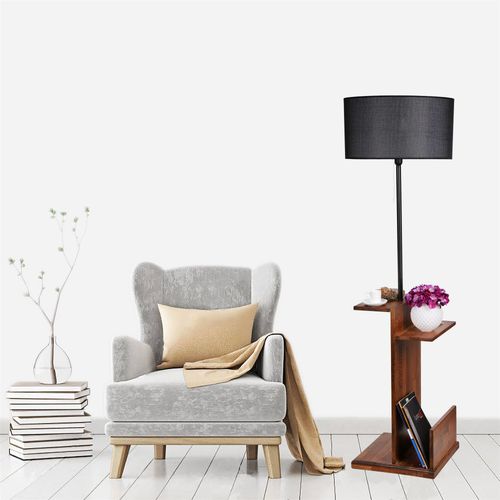 Vezir Siyah Lambader Silindir Hasır Siyah Abajurlu Black Floor Lamp slika 1