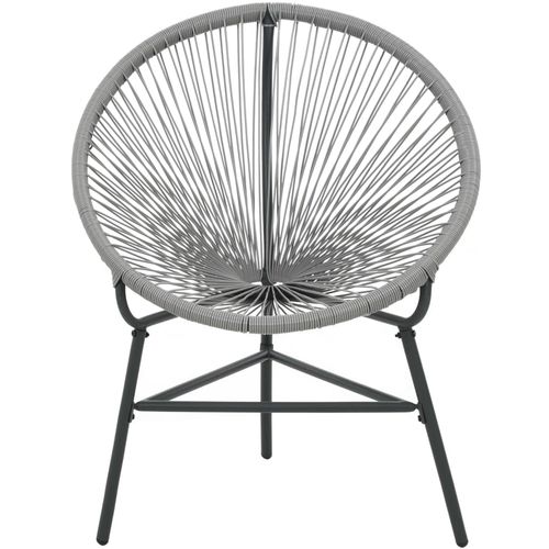 Vrtna okrugla stolica od poliratana siva slika 18