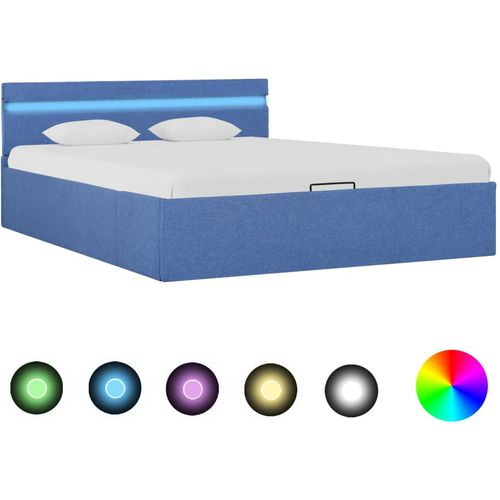Hidraulični okvir za krevet od tkanine LED plavi 120 x 200 cm slika 1