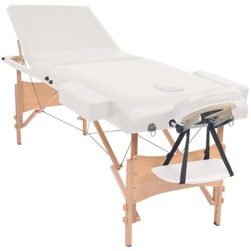 Sklopivi trodijelni masažni stol debljine 10 cm bijeli slika 35