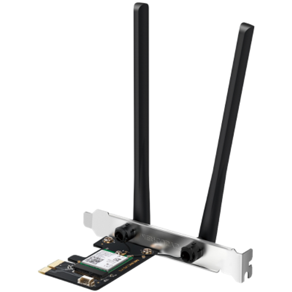 AX3000 Dual-Band Wi-Fi 6 Bluetooth PCI Express AdapterSPEED: 2402 Mbps at 5 GHz + 574 Mbps at 2.4 GHzSPEC: 2× High Gain Dual-Band External AntennasFEATURE: Wi-Fi 6, MU-MIMO, OFDMA, 1024 QAM, HE160, WPA3, Bluetooth 5.2" slika 1