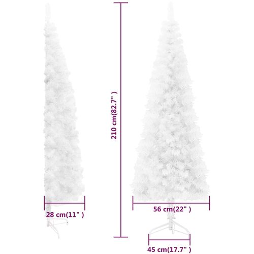 Tanka umjetna polovica božićnog drvca sa stalkom bijela 210 cm slika 9