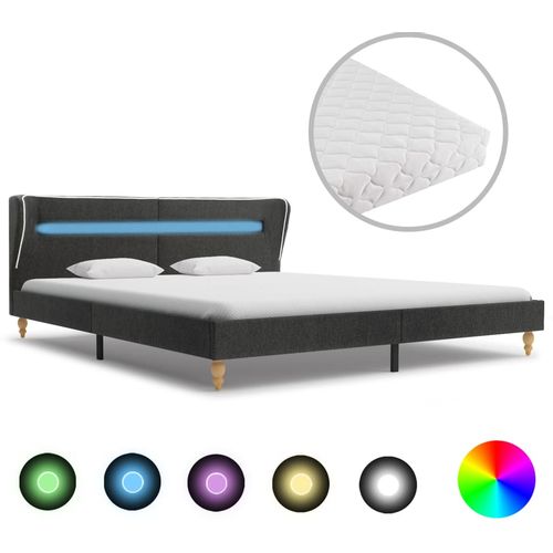 Krevet od jute s LED svjetlom i madracem tamnosivi 160 x 200 cm slika 20
