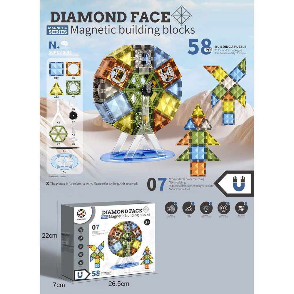 Magnetne pločice za slaganje Diamond Face 58 kom slika 1