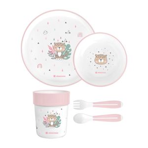 Kikka Boo Dječiji set za jelo Savanna, Pink