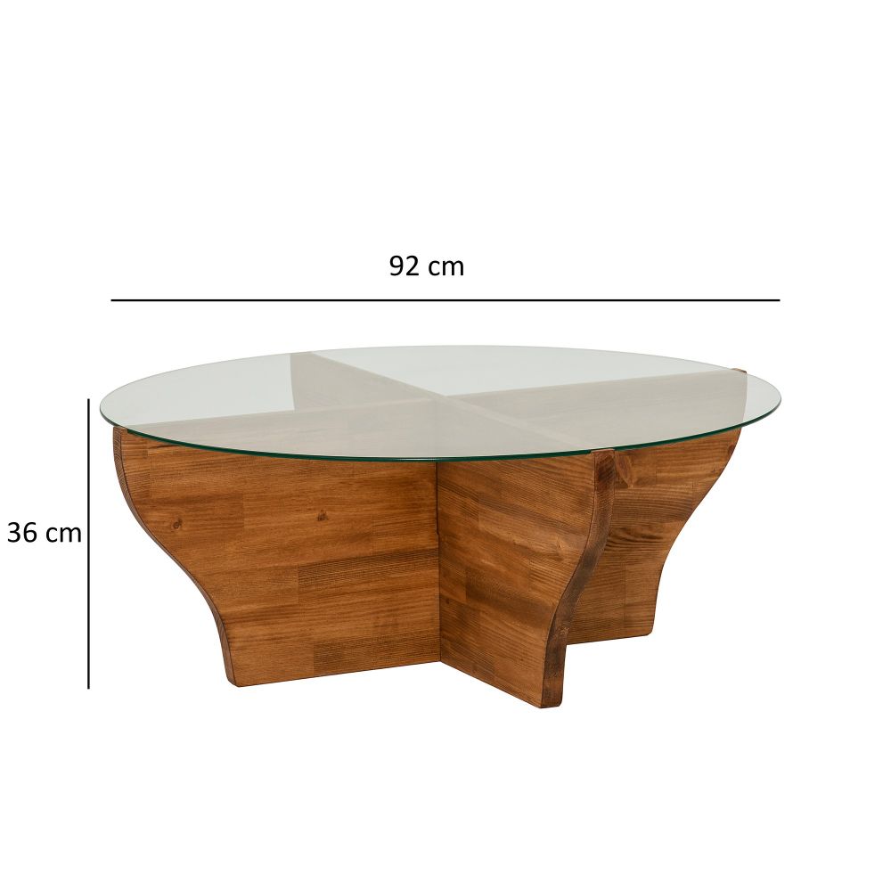 Amphora - Stol za kafu od kestenovog drveta sa staklenim vrhom slika 7