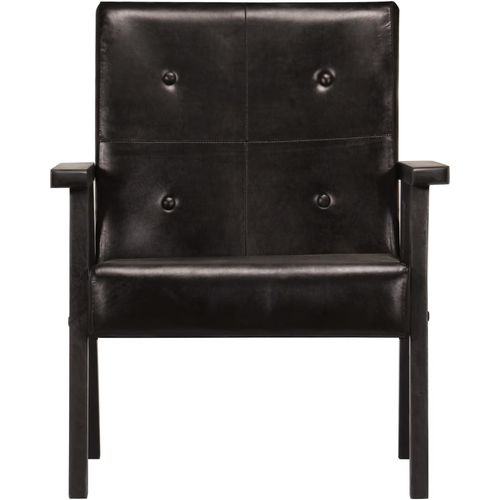 Fotelja od prave kože crna slika 18