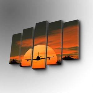 5PUC-133 Multicolor Decorative Canvas Painting (5 Pieces)