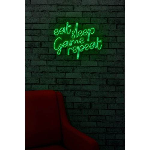 Wallity Ukrasna plastična LED rasvjeta, eat sleep game repeat - Green slika 12