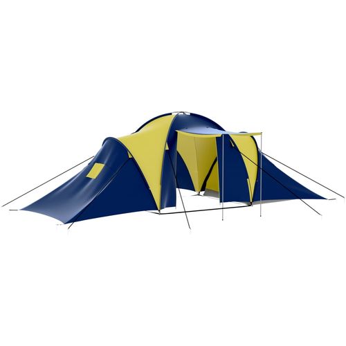 Šator za kampiranje od tkanine za 9 osoba plavo-žuti slika 28