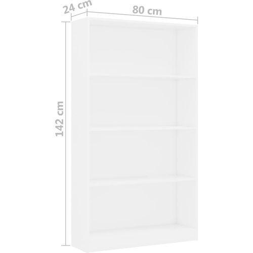 Ormarić za knjige s 4 razine bijeli 80 x 24 x 142 cm drveni slika 12