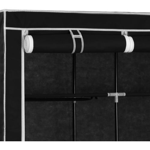 282453 Wardrobe with Compartments and Rods Black 150x45x175 cm Fabric slika 7