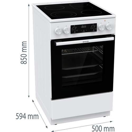 Gorenje GECS5C70WA Staklokeramički šporet, 50 cm, Proširive zone, Multisistemska rerna, Teleskopska vođica slika 6