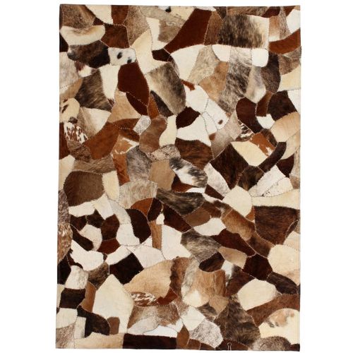 Tepih od prave kože s pačvorkom 120 x 170 cm smeđe-bijeli slika 12