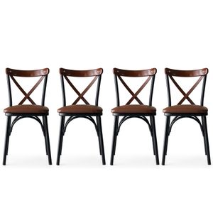 Ekol - 1332 V4 Brown Chair Set (4 Pieces)