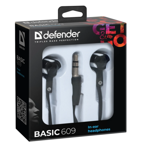 Defender Basic 609 bubice, crna/bela Slušalice  slika 2