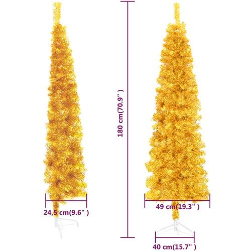 Tanka umjetna polovica božićnog drvca sa stalkom zlatna 180 cm slika 9