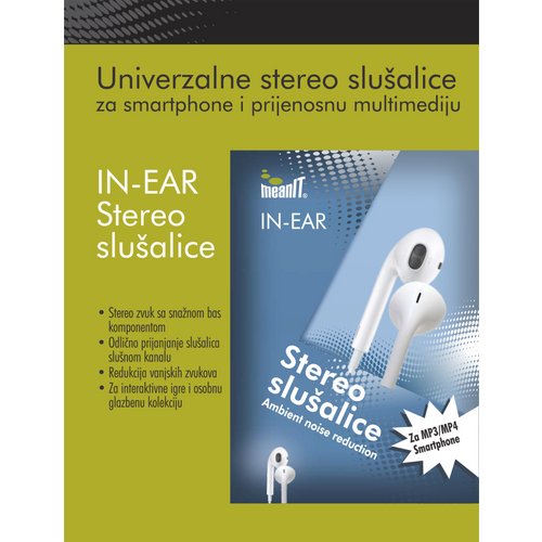 MeanIT Slušalice, stereo, 3,5mm, univerzalne, bijele - SLUNI4 slika 2