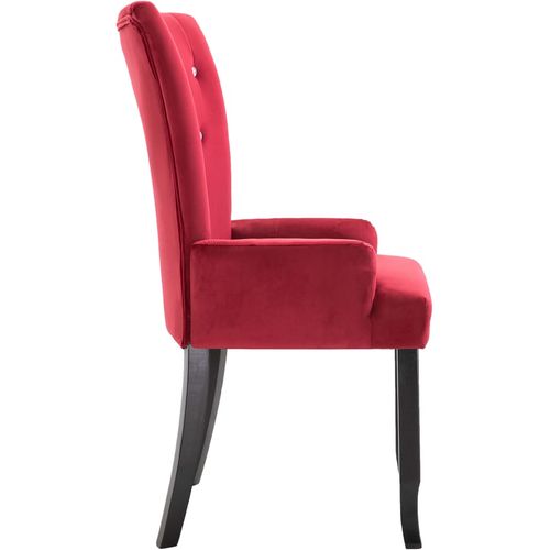 Blagovaonska stolica s naslonima za ruke crvena baršunasta slika 24