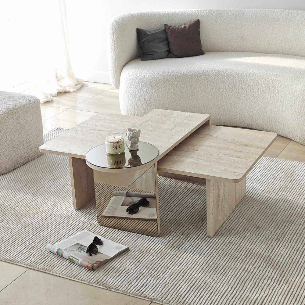 Nesting stol Luna, boje: Travertin, Bronze (2 komada) slika 8