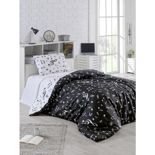 Melodiy Black
White Single Quilt Cover Set slika 1