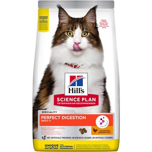 Hill's Science Plan PERFECT DIGESTION Adult Hrana za Mačke s Piletinom i Smeđom rižom, 1,5 kg slika 1