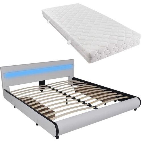 Krevet od umjetne kože s madracem LED bijeli 180 x 200 cm slika 14