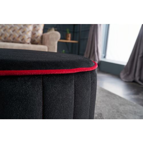 Atelier Del Sofa Tabure, Antracit Ružičasta, Rose Puf - Black slika 3