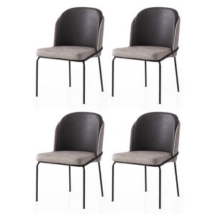 Dore - 196 V4 Gold Crno Sivo Set Stolica (4 Komada)
