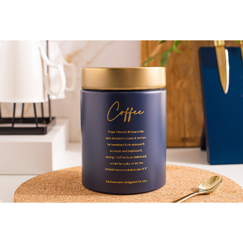 Altom Design posuda za kavu plava sa zlatnim poklopcem Coffee 11x11x15 cm slika 3