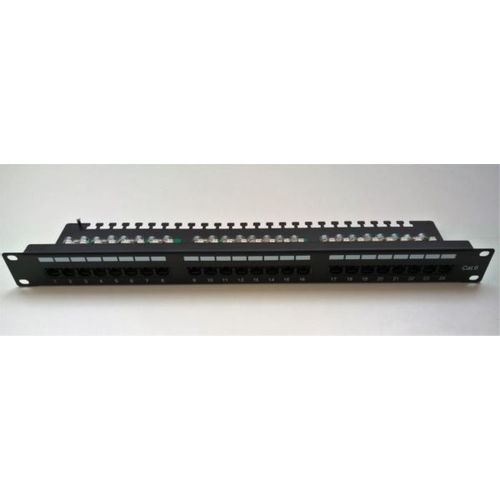 Masterlan patch panel 19", 24xRJ45, Cat5e, 1U, with tie bar, black slika 1