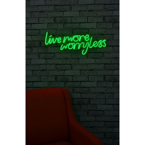 Wallity Ukrasna plastična LED rasvjeta, Live More Worry Less - Green slika 11