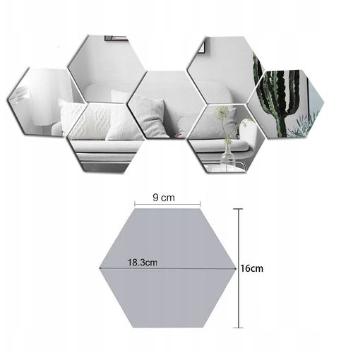 Ukrasno ogledalo Hexagon šesterokutni komp 8 kom slika 8