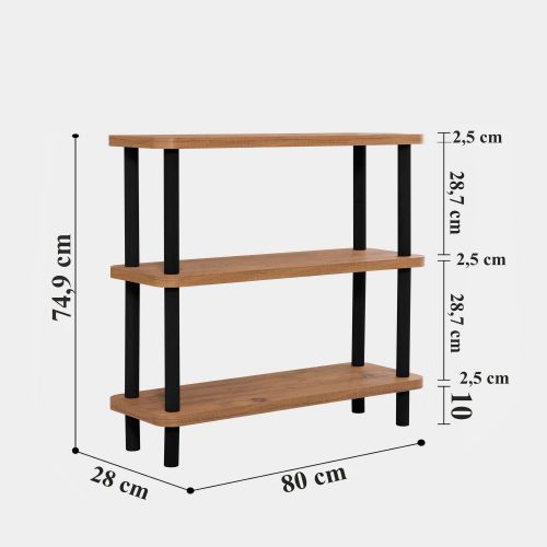 Woody Fashion Polica za knjige, Crno Atlantski bor, Step - Black slika 6