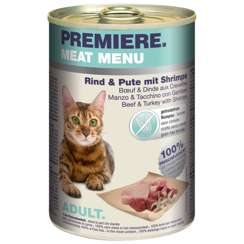 Premiere Cat Meat Menu adult Govedina,Ćuretina,Škampi 400g konz slika 1