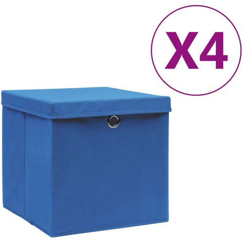 Kutije za pohranu s poklopcima 4 kom 28 x 28 x 28 cm plave slika 1