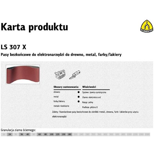 Klingspor beskrajne brusne trake za električne alate LS307X 75mm x 533mm, zrnatost 40, pakiranje od 10 komada slika 1