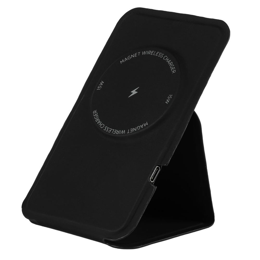 MAGNETIK,sklopivi držač za telefon i bež.punjač,crni slika 1