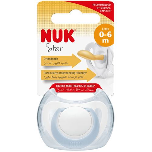 NUK Ortodontska duda varalica Star Latex 0-6mj, Blue slika 2