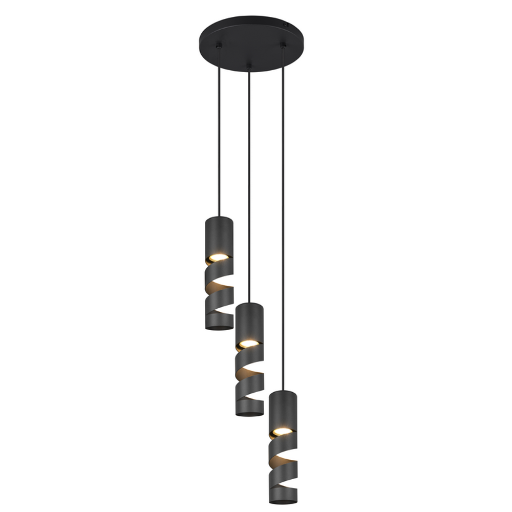 Trio Lightning luster STREAM 3, crno-mat slika 1