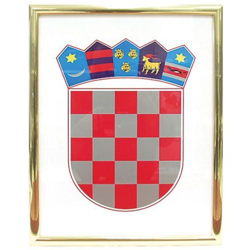 Grb Republike Hrvatske metalni okvir srebrni, 30x40 cm slika 2
