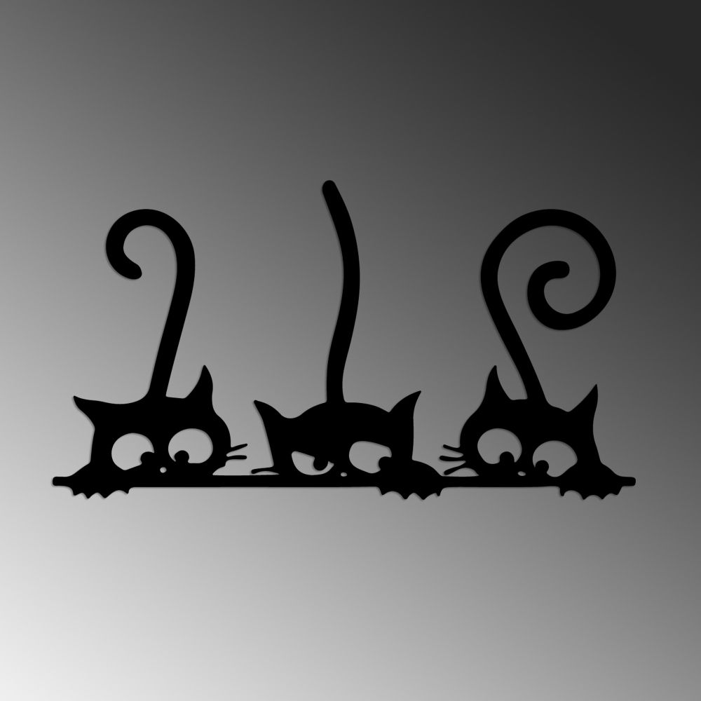 Decorative metal wall accessory Cat 5, colour: black slika 5