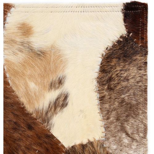 Tepih od prave kože s pačvorkom 120 x 170 cm smeđe-bijeli slika 6