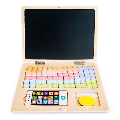 EcoToys dječji edukacijski drveni laptop 2u1 s dodacima slika 1