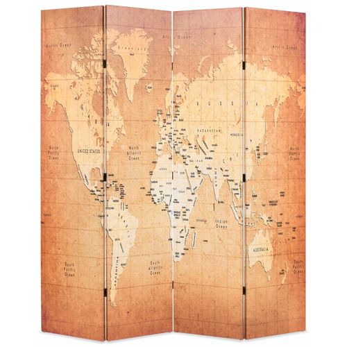 Sklopiva sobna pregrada s kartom svijeta 160 x 170 cm žuta slika 11