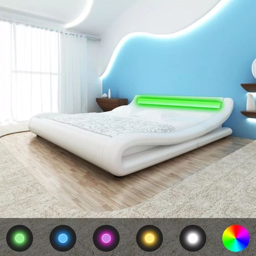 Krevet od umjetne kože s madracem od memorijske pjene LED bijeli slika 38