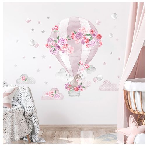 Pastelowe zidne naljepnice balon na vrući zrak roze slika 3